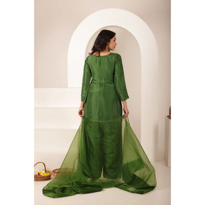 DEASHA INDIA Mehnoor Green Farshid Kurti with Palazzo and Dupatta (Set of 3)