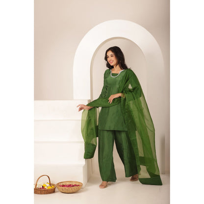 DEASHA INDIA Mehnoor Green Farshid Kurti with Palazzo and Dupatta (Set of 3)