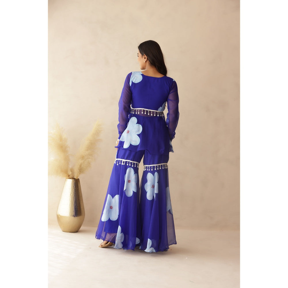 DEASHA INDIA Rahini Blue Hand Painted Co-Ord (Set of 2)