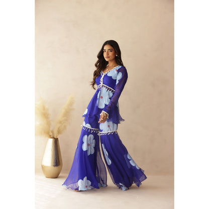 DEASHA INDIA Rahini Blue Hand Painted Co-Ord (Set of 2)