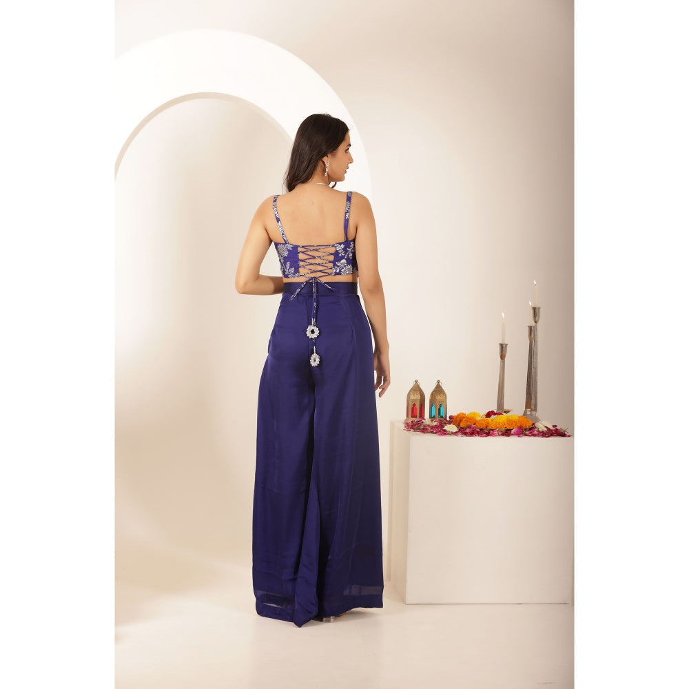 DEASHA INDIA Shravya Blue Blouse with Palazzo and Dupatta (Set of 3)