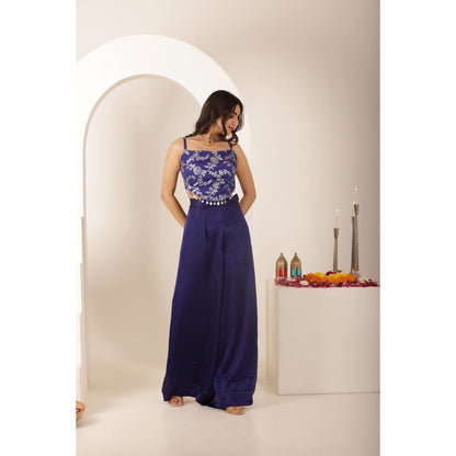 DEASHA INDIA Shravya Blue Blouse with Palazzo and Dupatta (Set of 3)