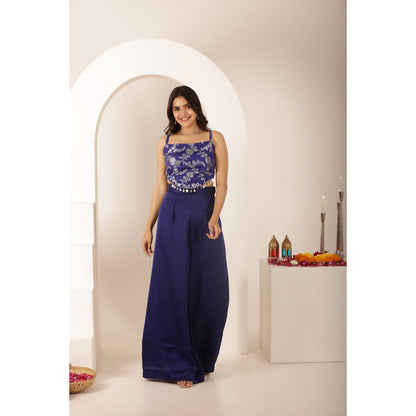 DEASHA INDIA Shravya Blue Blouse with Palazzo and Dupatta (Set of 3)
