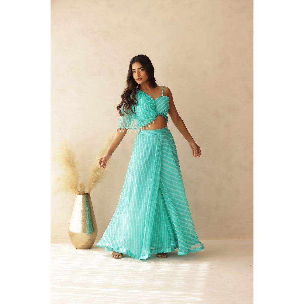 DEASHA INDIA Tashi C Green Leheriya Co-Ord (Set of 2)