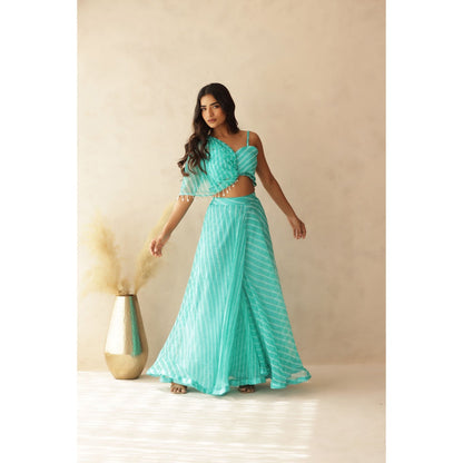 DEASHA INDIA Tashi C Green Leheriya Co-Ord (Set of 2)