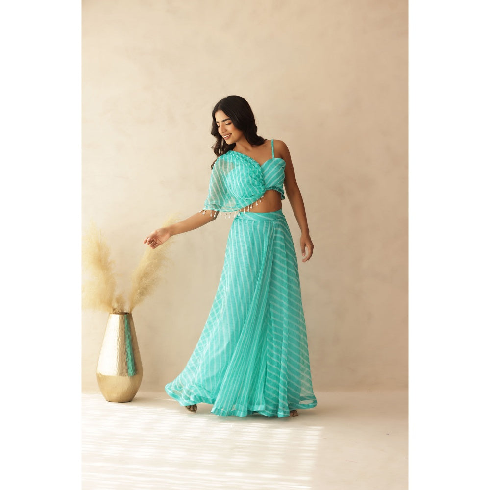 DEASHA INDIA Tashi C Green Leheriya Co-Ord (Set of 2)