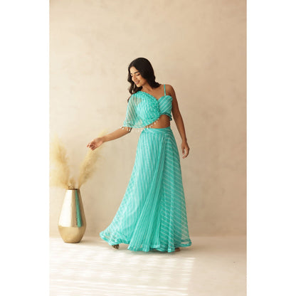 DEASHA INDIA Tashi C Green Leheriya Co-Ord (Set of 2)