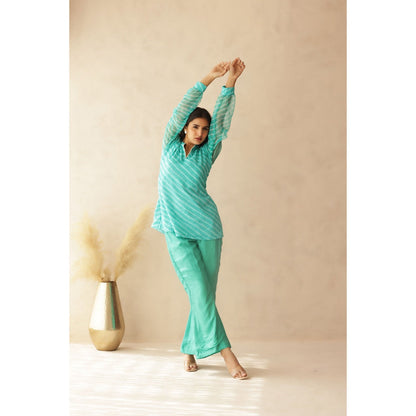 DEASHA INDIA Zoha C Green Top with Palazzo (Set of 2)