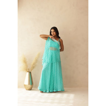 DEASHA INDIA Nirvi Leheriya Green Blouse with Top and Palazzo (Set of 3)