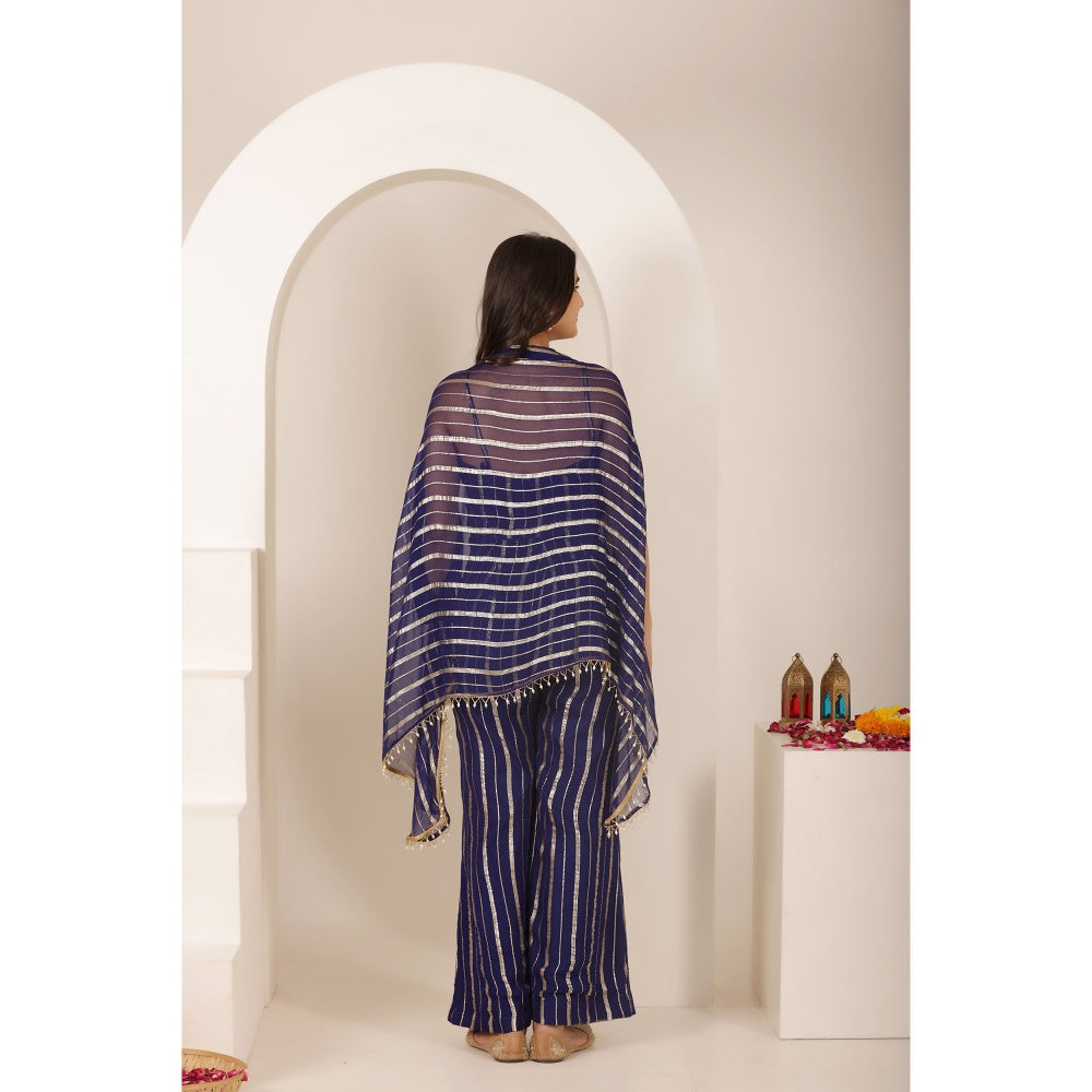 DEASHA INDIA Mithika Blue Lurex Co-Ord (Set of 3)