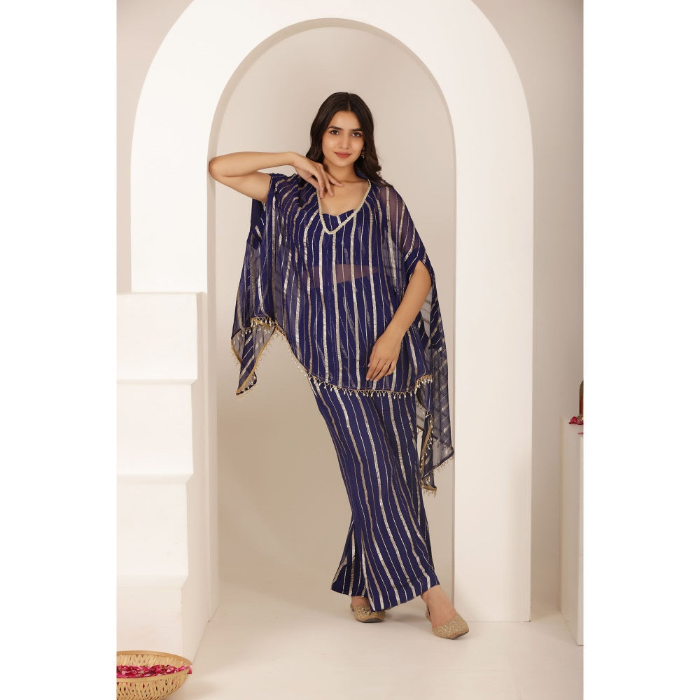 DEASHA INDIA Mithika Blue Lurex Co-Ord (Set of 3)