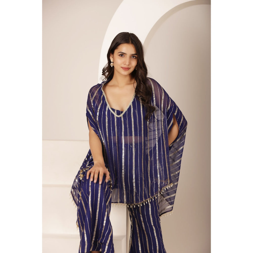 DEASHA INDIA Mithika Blue Lurex Co-Ord (Set of 3)