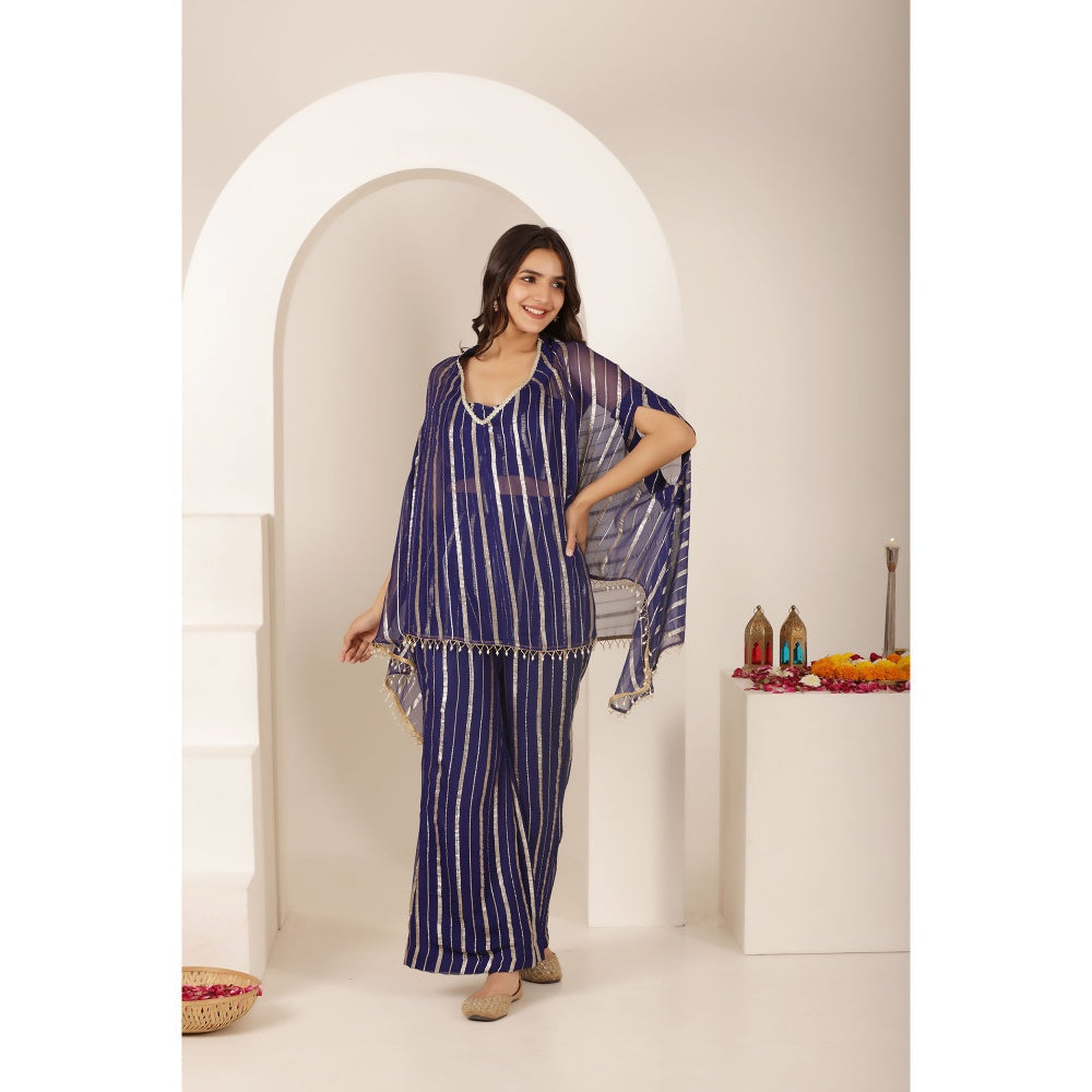 DEASHA INDIA Mithika Blue Lurex Co-Ord (Set of 3)