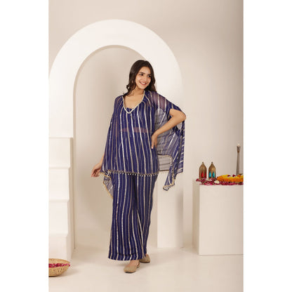 DEASHA INDIA Mithika Blue Lurex Co-Ord (Set of 3)