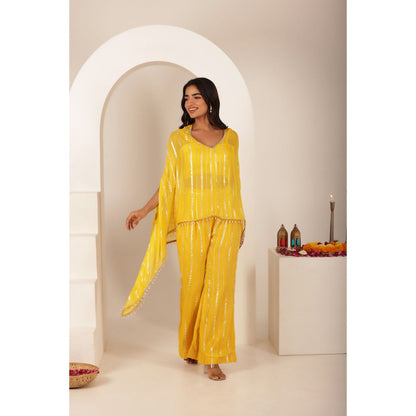 DEASHA INDIA Maithli Yellow Lurex Co-Ord (Set of 3)