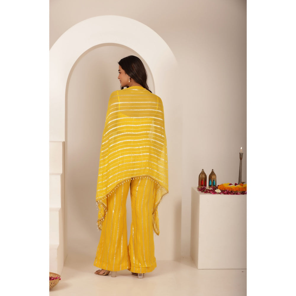 DEASHA INDIA Maithli Yellow Lurex Co-Ord (Set of 3)
