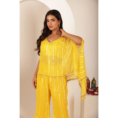DEASHA INDIA Maithli Yellow Lurex Co-Ord (Set of 3)