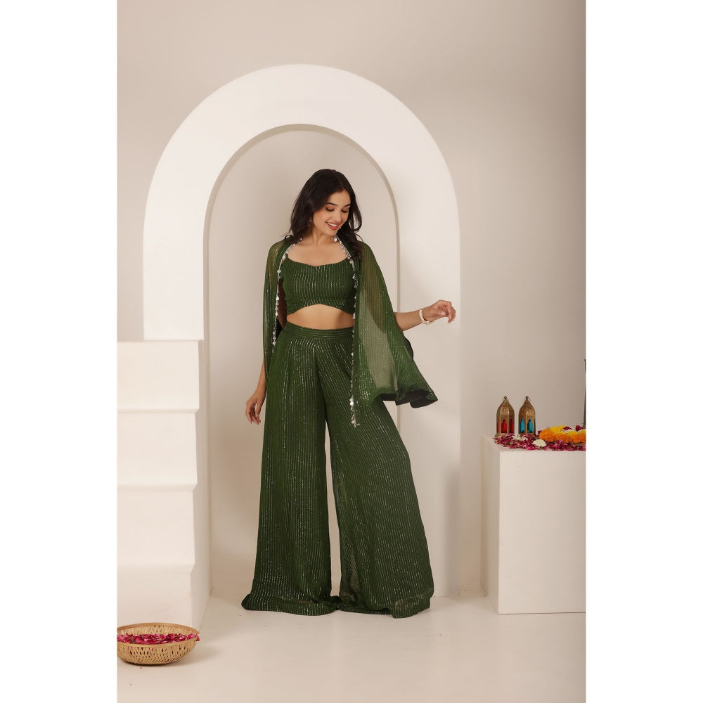DEASHA INDIA Himani Green Lurex Co-Ord (Set of 3)