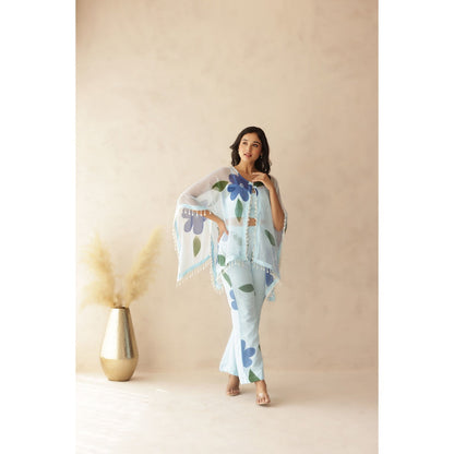 DEASHA INDIA Urvi Blue Hand Painted Co-Ord (Set of 3)