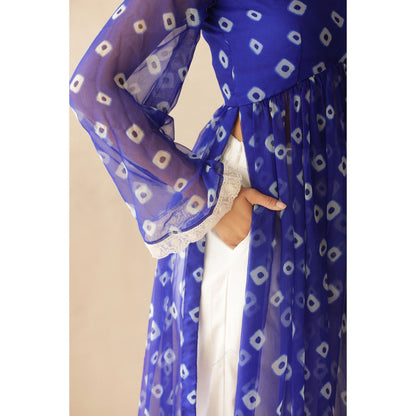 DEASHA INDIA Navya Blue Bandhej Kurta with Pant (Set of 2)