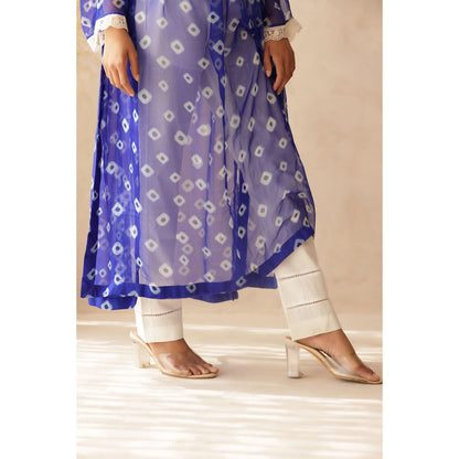 DEASHA INDIA Navya Blue Bandhej Kurta with Pant (Set of 2)