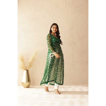 DEASHA INDIA Hania Green Bandhej Kurta with Pant (Set of 2)