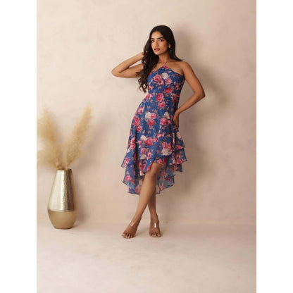 DEASHA INDIA Evelyn Blue Floral Midi Dress