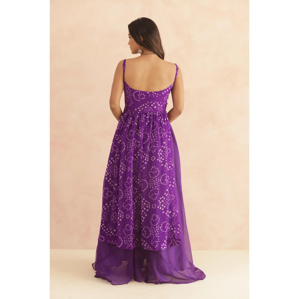 DEASHA INDIA Ilina Purple Bandhani Kurta with Palazzo