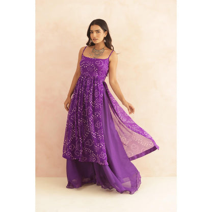 DEASHA INDIA Ilina Purple Bandhani Kurta with Palazzo