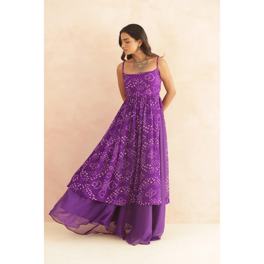 DEASHA INDIA Ilina Purple Bandhani Kurta with Palazzo