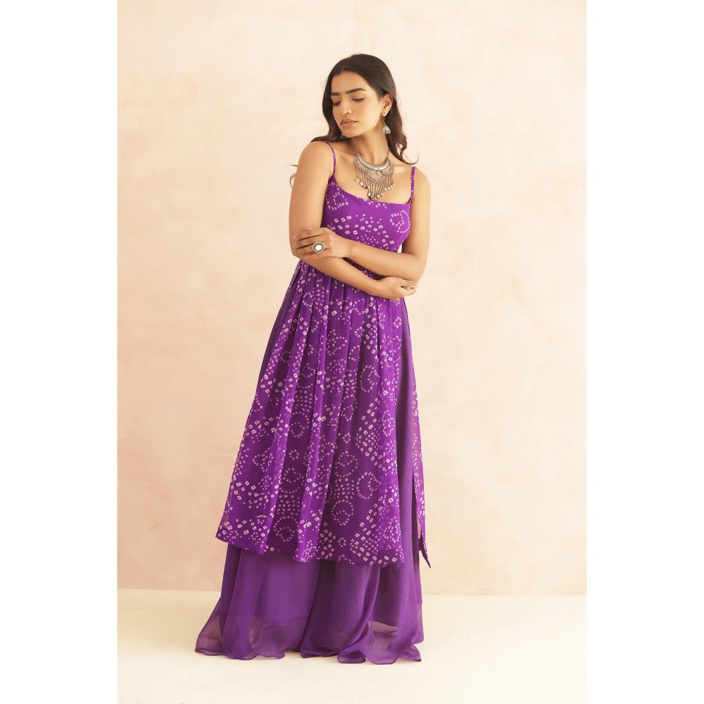 DEASHA INDIA Ilina Purple Bandhani Kurta with Palazzo
