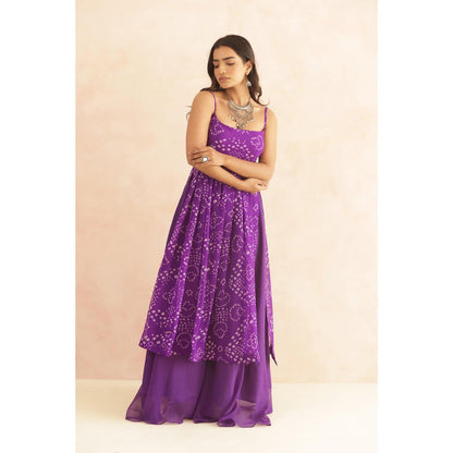 DEASHA INDIA Ilina Purple Bandhani Kurta with Palazzo