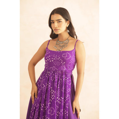 DEASHA INDIA Ilina Purple Bandhani Kurta with Palazzo