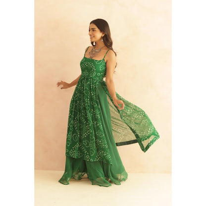 DEASHA INDIA Mihira Green Bandhani Kurta with Palazzo