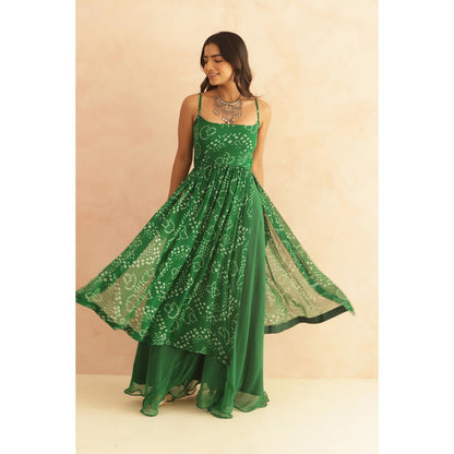 DEASHA INDIA Mihira Green Bandhani Kurta with Palazzo