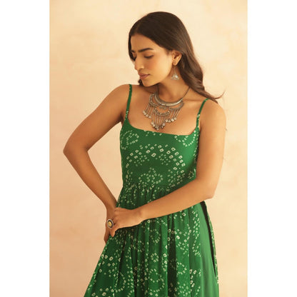 DEASHA INDIA Mihira Green Bandhani Kurta with Palazzo