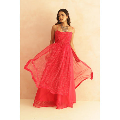 DEASHA INDIA Mishka Pink Bandhani Kurta with Palazzo