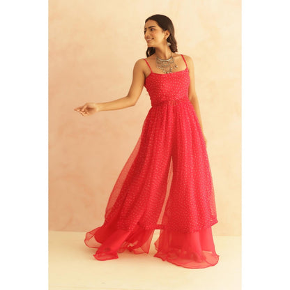 DEASHA INDIA Mishka Pink Bandhani Kurta with Palazzo