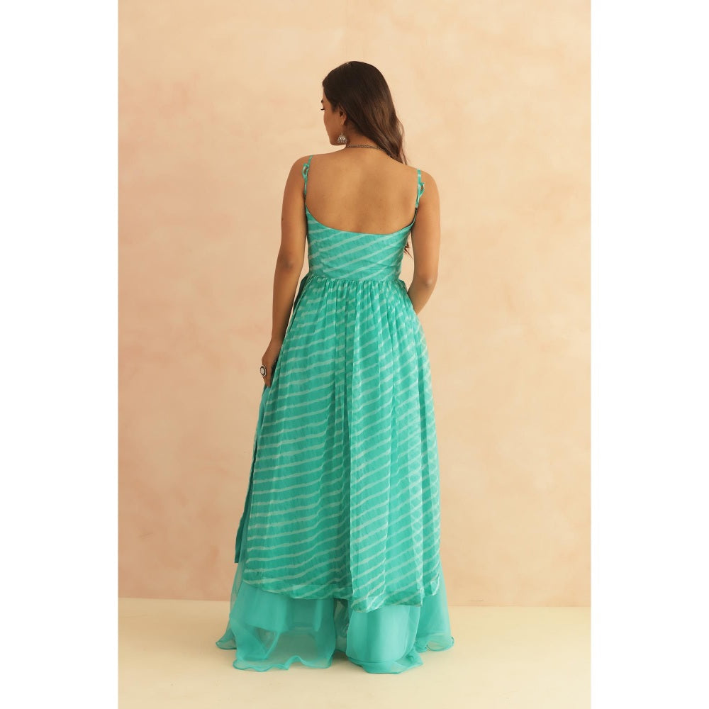 DEASHA INDIA Twisha Turquoise Leheriya Kurta & Pant