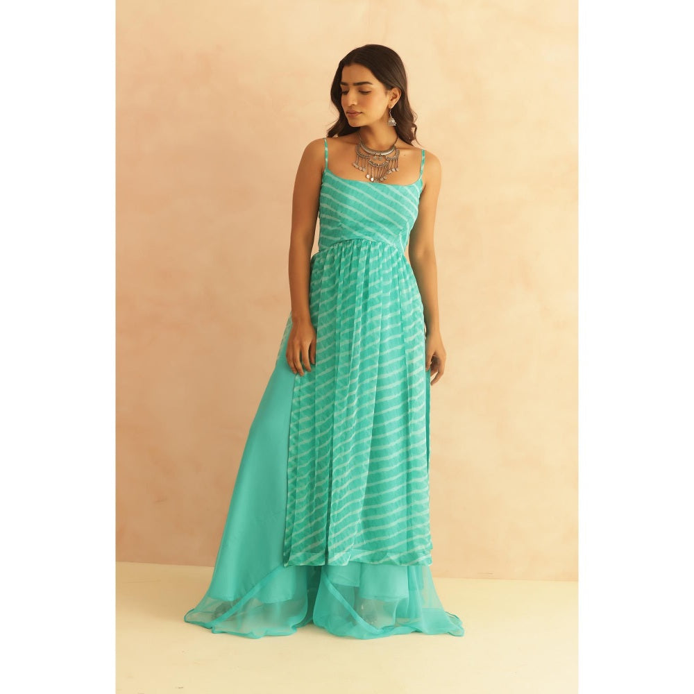 DEASHA INDIA Twisha Turquoise Leheriya Kurta & Pant