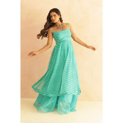 DEASHA INDIA Twisha Turquoise Leheriya Kurta & Pant