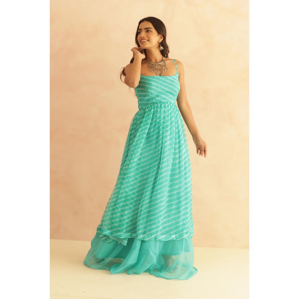 DEASHA INDIA Twisha Turquoise Leheriya Kurta & Pant