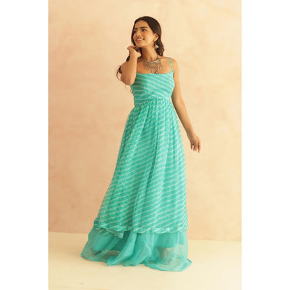 DEASHA INDIA Twisha Turquoise Leheriya Kurta & Pant