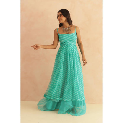 DEASHA INDIA Twisha Turquoise Leheriya Kurta & Pant