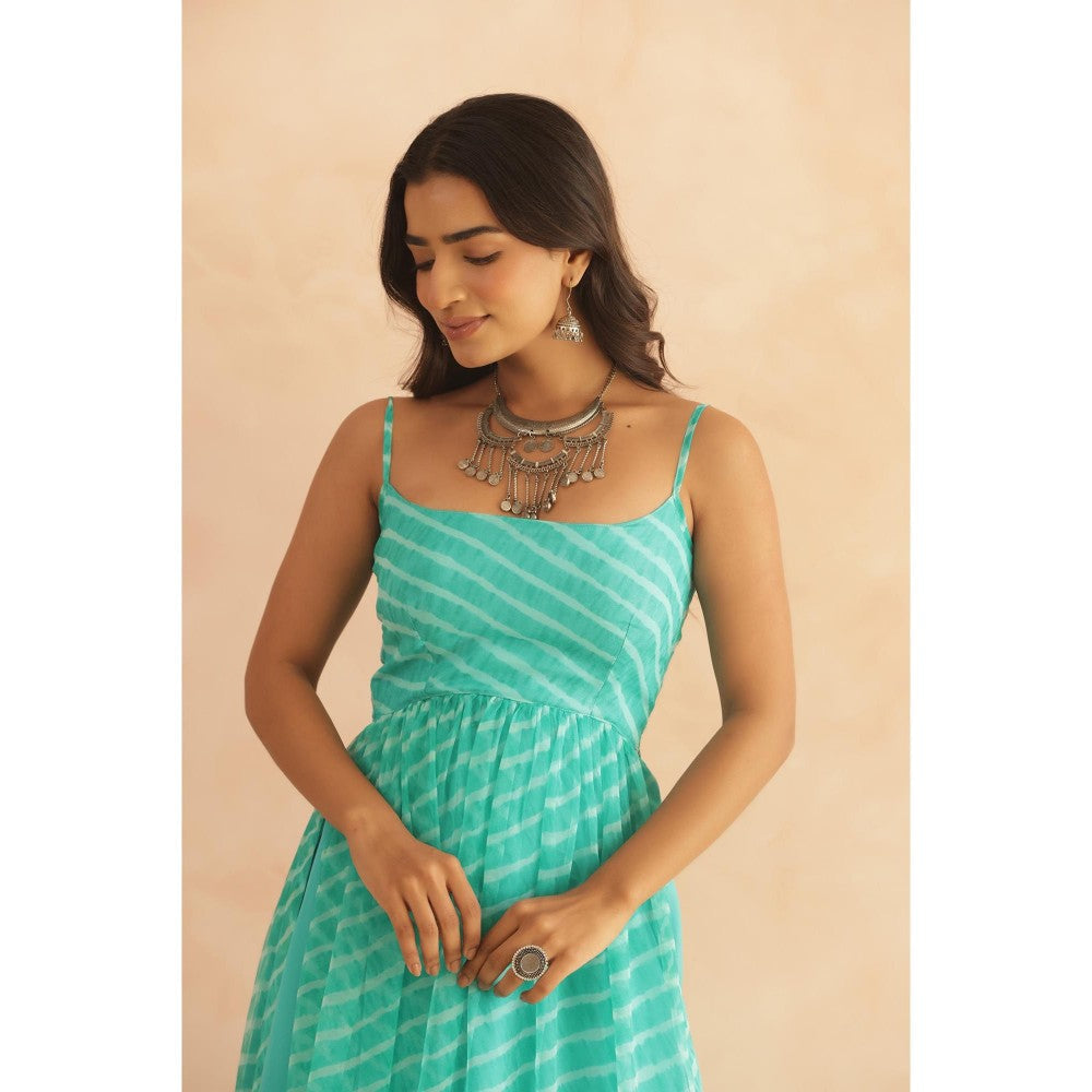 DEASHA INDIA Twisha Turquoise Leheriya Kurta & Pant