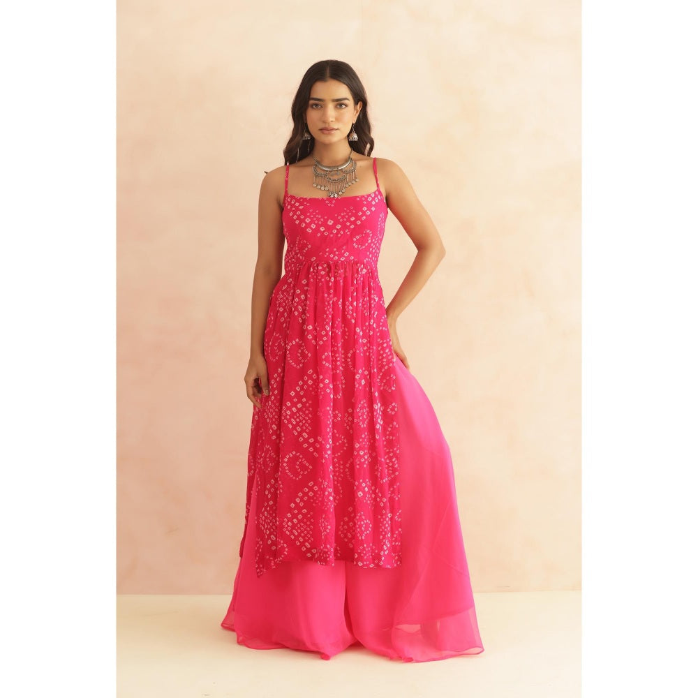 DEASHA INDIA Vriti Magenta Pink Bandhani Kurta Set