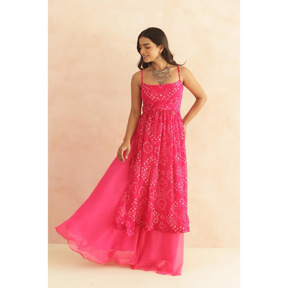 DEASHA INDIA Vriti Magenta Pink Bandhani Kurta Set