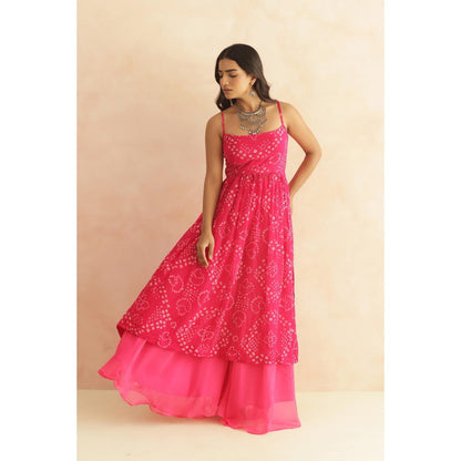 DEASHA INDIA Vriti Magenta Pink Bandhani Kurta Set