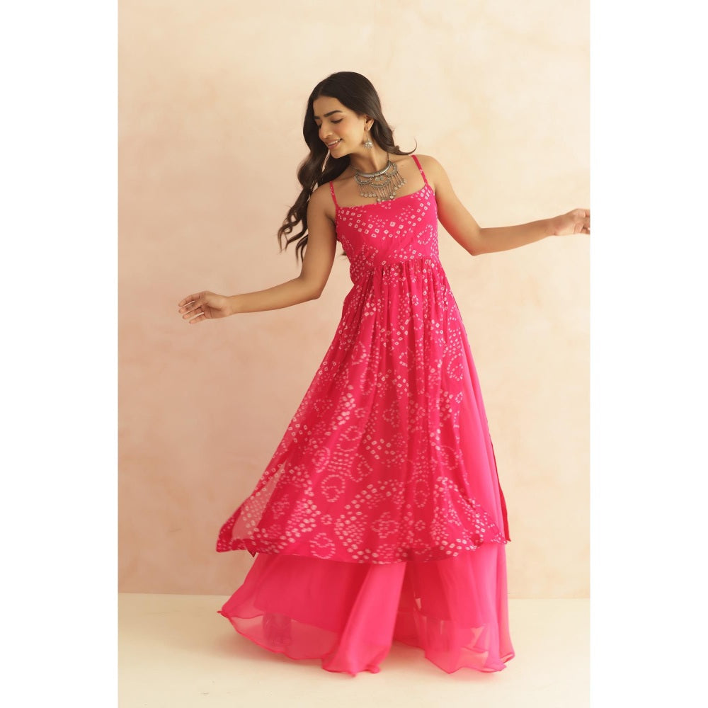 DEASHA INDIA Vriti Magenta Pink Bandhani Kurta Set