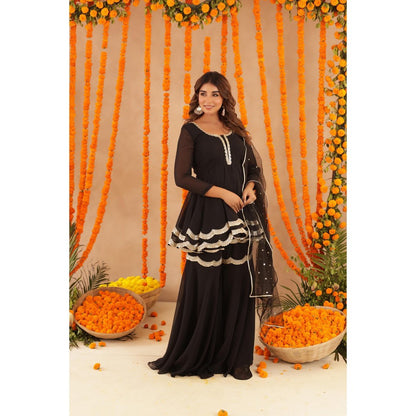 DEASHA INDIA Asin Black Sharara with Kurti & Dupatta